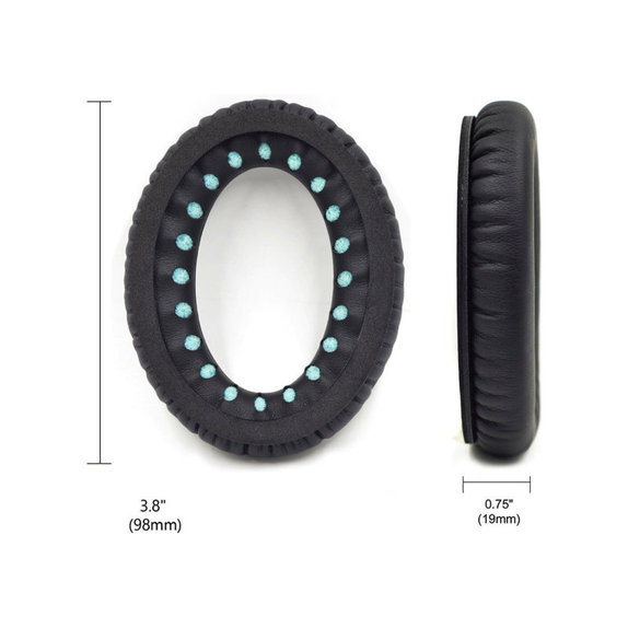 Ersatz-Ohrpolster für Bose QC25, QC35, QC45, Memory-Schaumstoff + PU-Leder, Schwarz, Kühlgel, 1 Paar