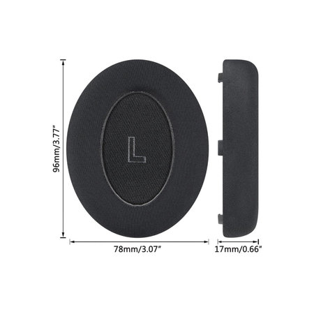 Ersatz-Ohrpolster für Bose QC Ultra, Memory-Schaumstoff + Textil + Leder, Schwarz, Kühlgel, 1 Paar