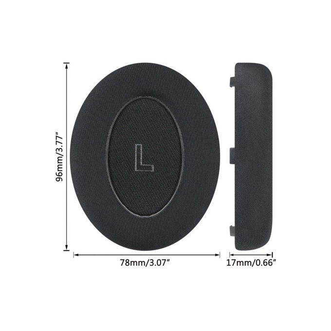 Ersatz-Ohrpolster für Bose QC Ultra, Memory-Schaumstoff + Textil + Leder, Schwarz, Kühlgel, 1 Paar