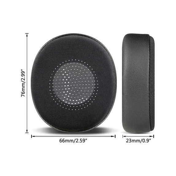 Ersatz-Ohrpolster für Jabra Evolve2 40, 65 UC/MS, Elite 45h, Memory-Schaumstoff + PU-Leder + Textil, Schwarz, Kühlgel, 1 Paar