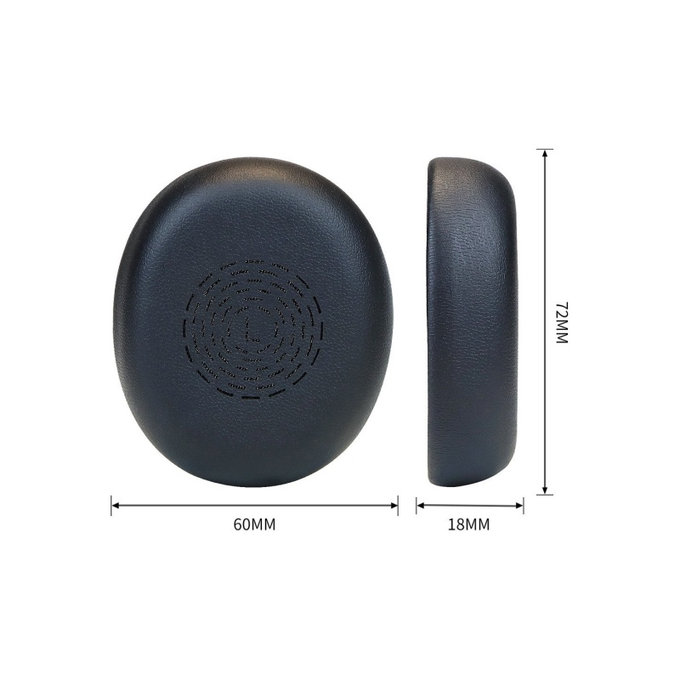 Ersatz-Ohrpolster für Jabra Evolve2 65 UC/MS (Flex), Memory-Schaumstoff + PU-Leder, Schwarz, 1 Paar