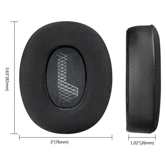 Ersatz-Ohrpolster für JBL Live 650, 660, E65, Memory-Schaumstoff + Leder + Textil, Schwarz, Kühlgel, 1 Paar