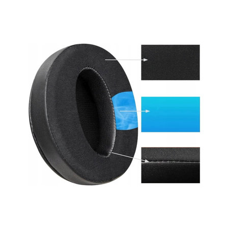 Ersatz-Ohrpolster für Sennheiser HD4.50, Memory-Schaumstoff + Textil + Leder, Schwarz, Kühlgel, 1 Paar