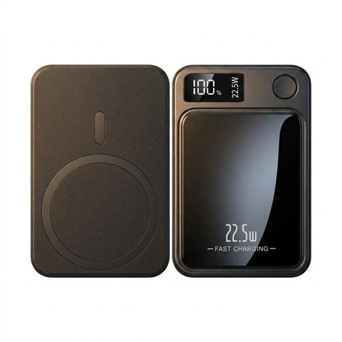 FixPremium - MagSafe PowerBank 5000mAh mit LED-Display, schwarz