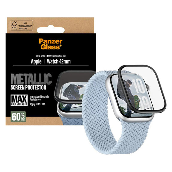 Panzerglas UWF METALLIC für Apple Watch 11/10 42 mm, Schwarz, PanzerGlass