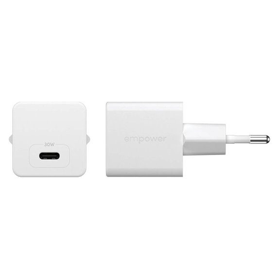 Reiseadapter Grand Prix USB-C, GaN, 30 W PD, silberweiß, empower