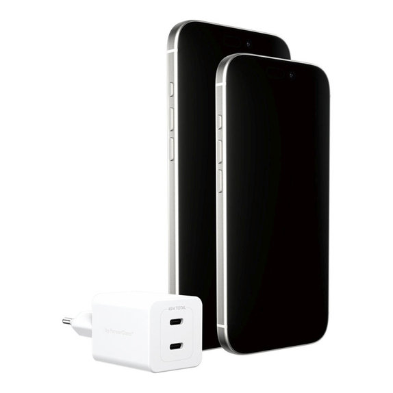 Reiseadapter Grand Prix 2x USB-C, GaN, 45 W PD, Silberweiß, empower