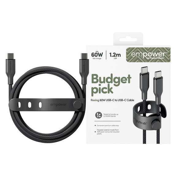 USB-C-Kabel, 60 W, Racing, 1, 2 m, Space Black, empower