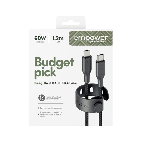 USB-C-Kabel, 60 W, Racing, 1, 2 m, Space Black, empower