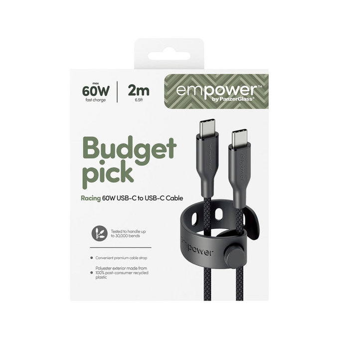 USB-C-Kabel, 60 W, Racing, 2 m, Space Black, empower