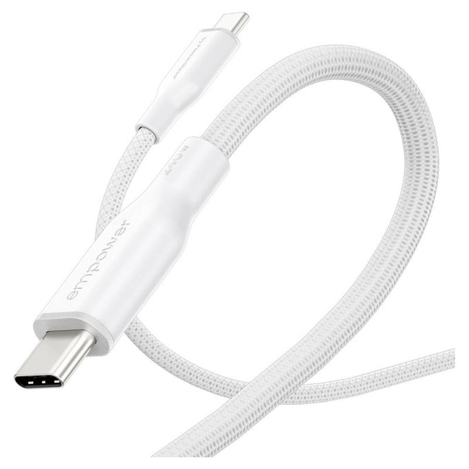 USB-C-Kabel, 240 W, Racing, 1,2 m, silberweiß, empower
