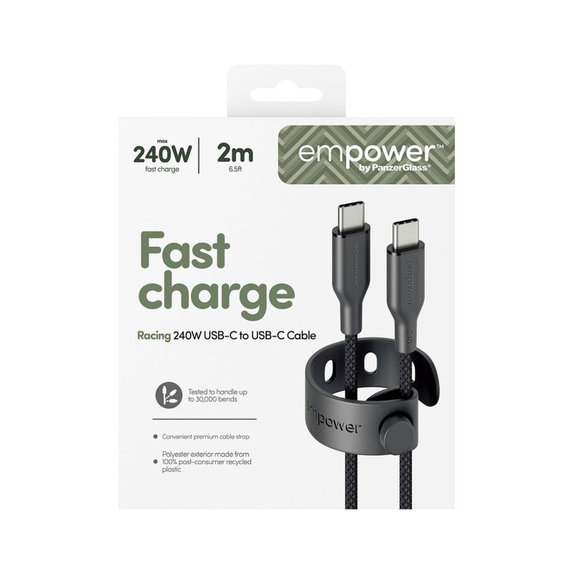 USB-C-Kabel, 240 W, Racing, 2 m, Space Black, empower
