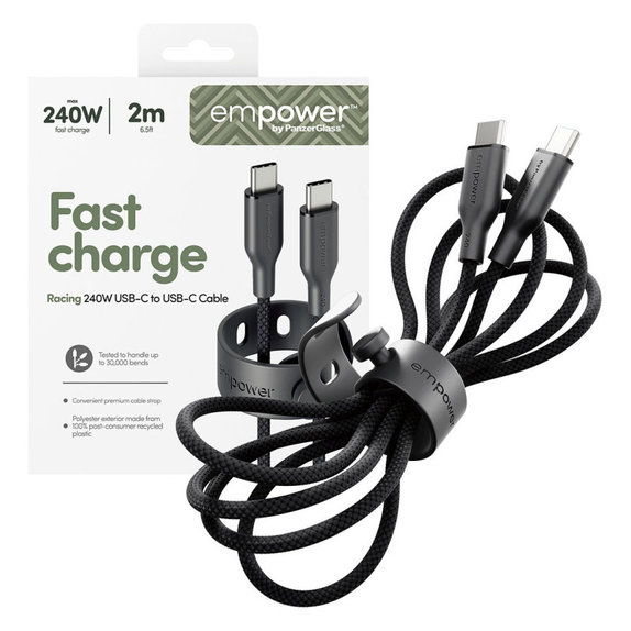USB-C-Kabel, 240 W, Racing, 2 m, Space Black, empower