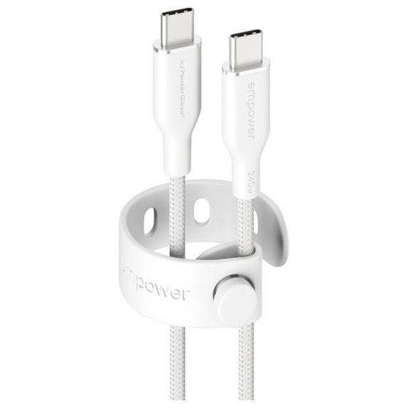 USB-C-Kabel, 240 W, Racing, 2 m, Silberweiß, empower