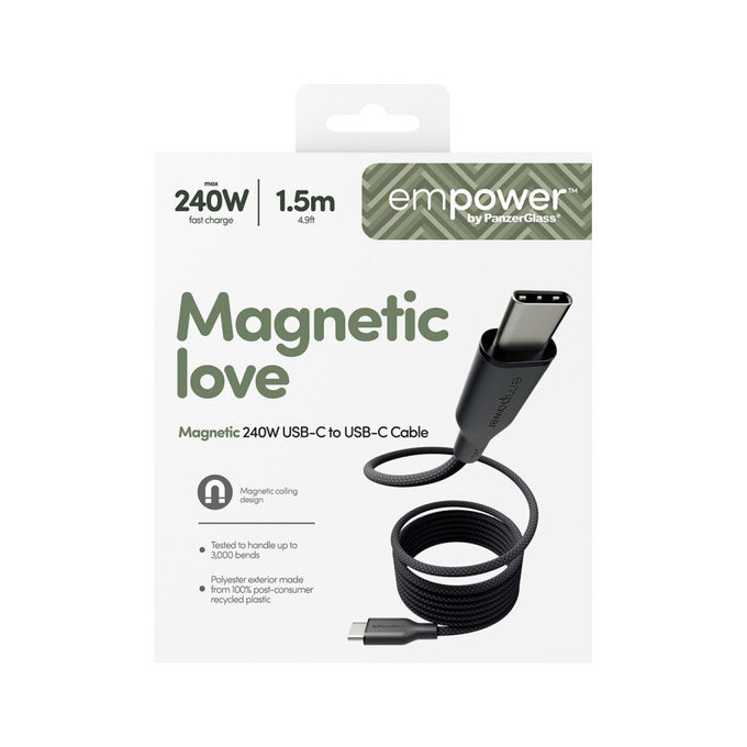 USB-C-Kabel, 240 W, Magnetic, 1, 5 m, Space Black, empower