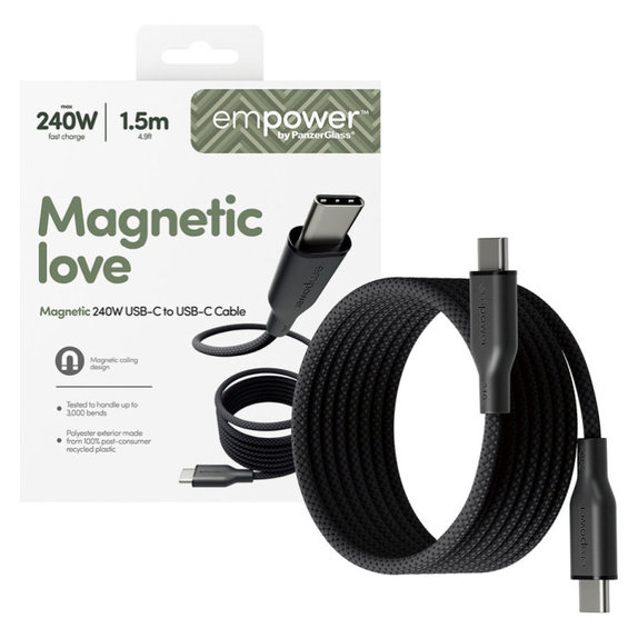 USB-C-Kabel, 240 W, Magnetic, 1, 5 m, Space Black, empower