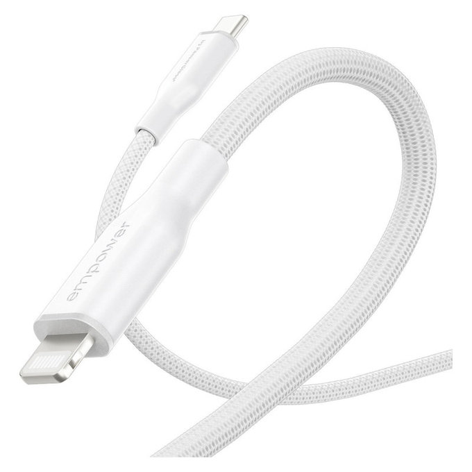 USB-C/Lightning-Kabel, 60 W, Racing, 1, 2 m, Silberweiß, empower