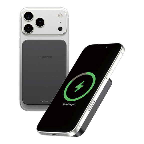 Kabellose PowerBank 10000 mAh, 20 W, kompatibel mit MagSafe, Qi2/USB-C, Space Black, empower