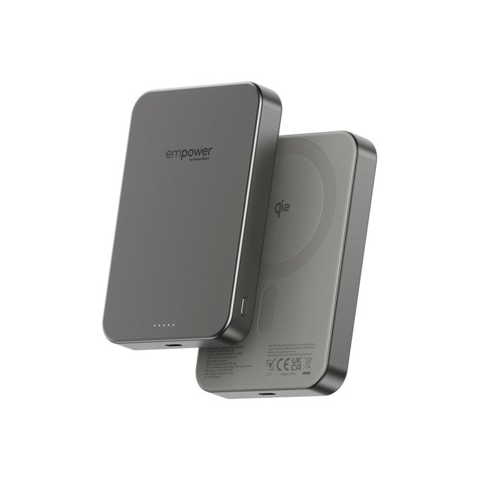 Kabellose PowerBank 10000 mAh, 20 W, kompatibel mit MagSafe, Qi2/USB-C, Titan, empower