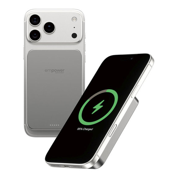 Kabellose PowerBank 10000 mAh, 20 W, kompatibel mit MagSafe, Qi2/USB-C, Titan, empower