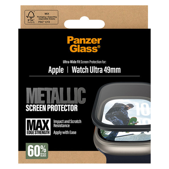 Panzerglas UWF METALLIC für Apple Watch Ultra 49 mm, Schwarz, PanzerGlass