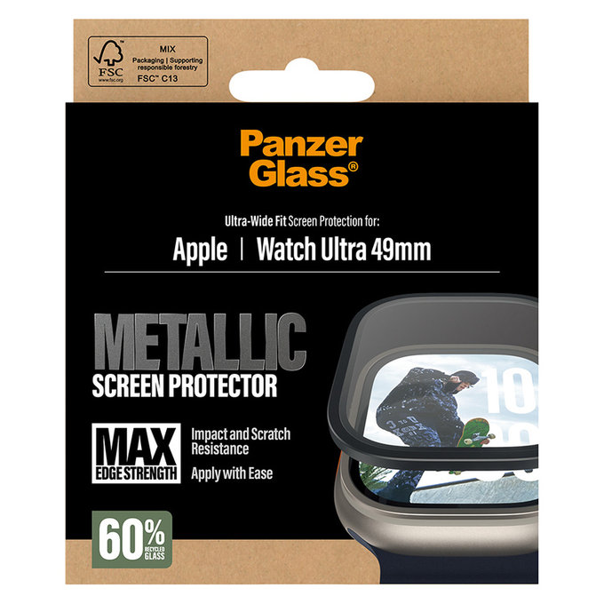 Panzerglas UWF METALLIC für Apple Watch Ultra 49 mm, Schwarz, PanzerGlass