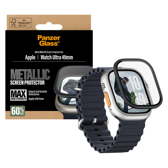 Panzerglas UWF METALLIC für Apple Watch Ultra 49 mm, Schwarz, PanzerGlass