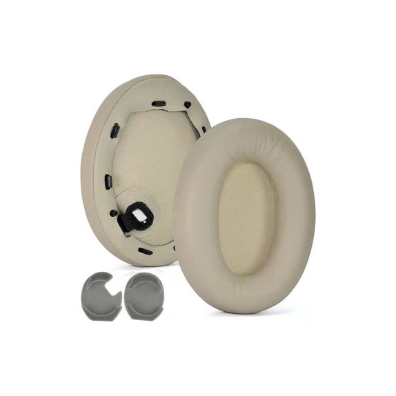 Ersatz-Ohrpolster für Sony WH-1000XM4, Memory-Schaumstoff + PU-Leder, Beige, 1 Paar