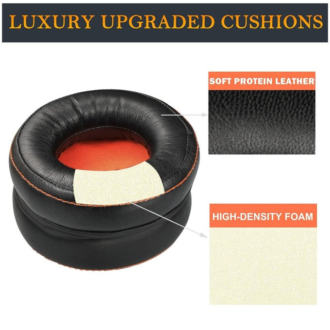 Ersatz-Ohrpolster für SteelSeries Siberia 800, 840, 9H, Memory-Schaumstoff + Textil, Schwarz, 1 Paar