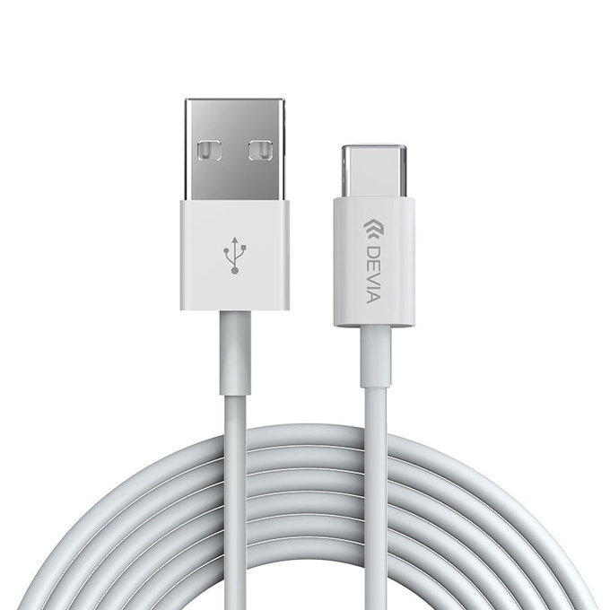USB / USB-C Kabel Smart, 2.1A, 2m, Weiß, Devia