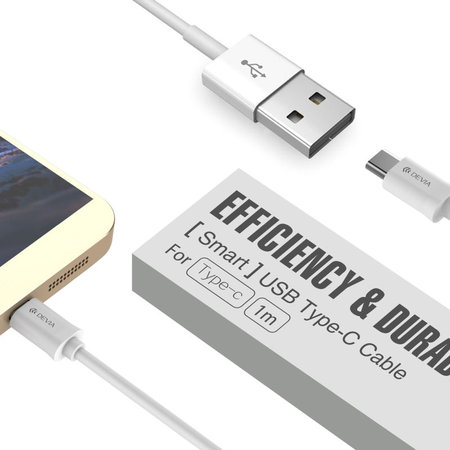 USB / USB-C Kabel Smart, 2.1A, 2m, Weiß, Devia