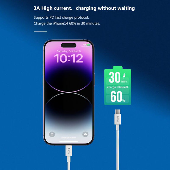 Lightning / USB-C Kabel Smart, PD 27W, 2m, Weiß, Devia