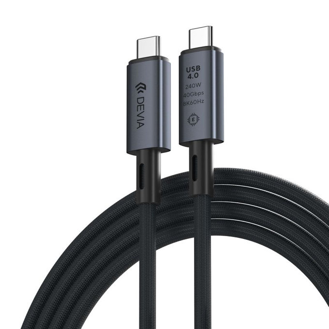 USB-C / USB-C Kabel Extreme Speed, 240W, 8K 60Hz, 1m, Schwarz, Devia