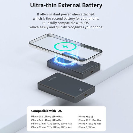 MagSafe Powerbank Extreme Speed Mini mit Display, PD 20W, 10000mAh, Space Grey, Devia