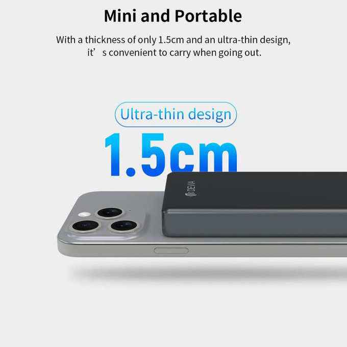 MagSafe Powerbank Extreme Speed Mini mit Display, PD 20W, 10000mAh, Space Grey, Devia