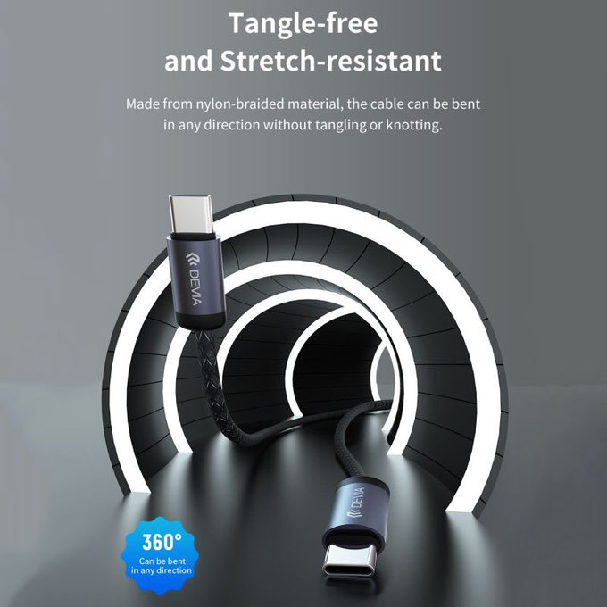 USB-C / USB-C Kabel Gracious, PD 60W, 2m, Schwarz, Devia