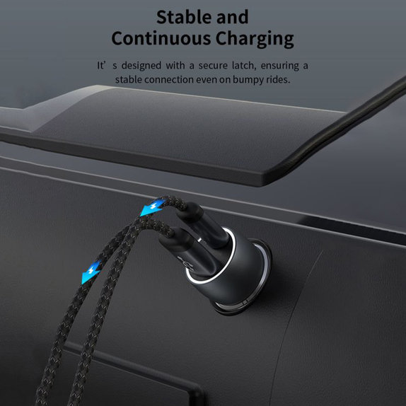 Auto Ladegerät Extreme Speed USB-C + USB-A, PD 30W, QC 3.0 18W, Grau, Devia