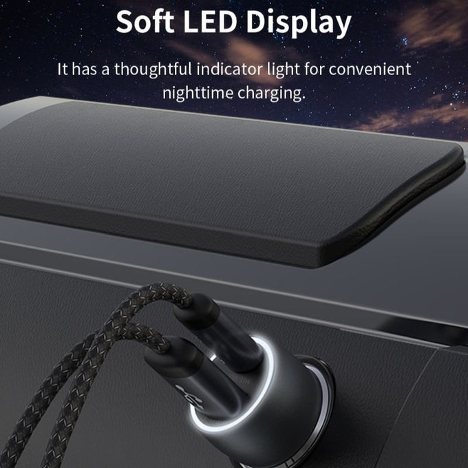 Auto Ladegerät Extreme Speed USB-C + USB-A, PD 30W, QC 3.0 18W, Grau, Devia