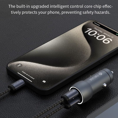 Auto Ladegerät Extreme Speed USB-C + USB-A, PD 30W, QC 3.0 18W, Grau, Devia