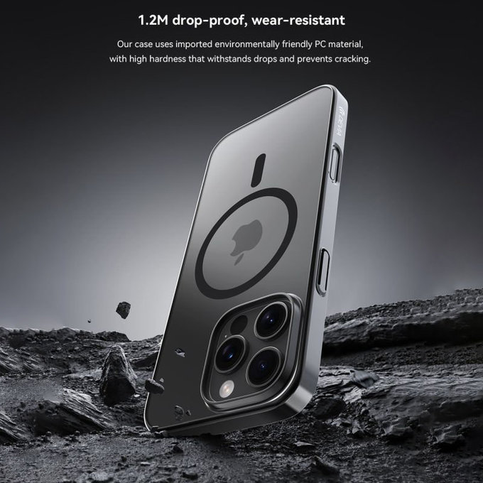 Hülle Glimmer mit MagSafe für iPhone 16, Schwarz, Devia