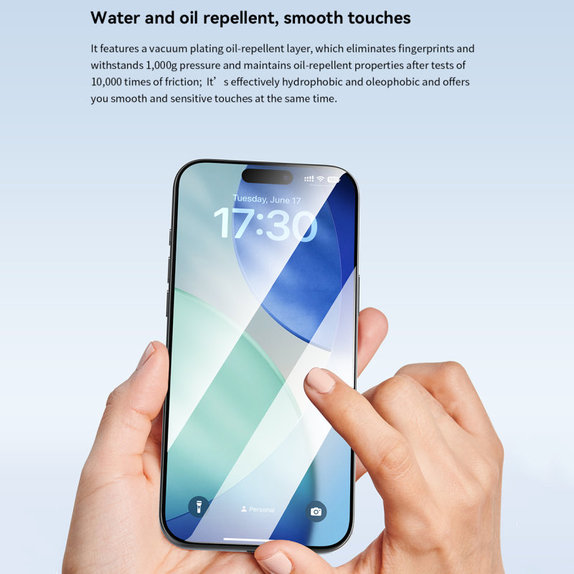 FullCover Panzerglas mit Applikator für iPhone 17, Devia