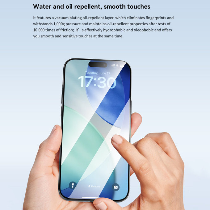 FullCover Panzerglas mit Applikator für iPhone 17, Devia