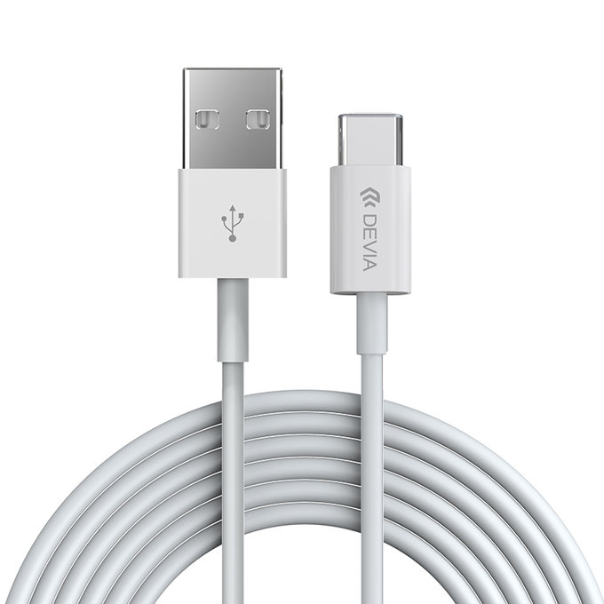 USB / USB-C Kabel Smart, 2.1A, 1m, Weiß, Devia