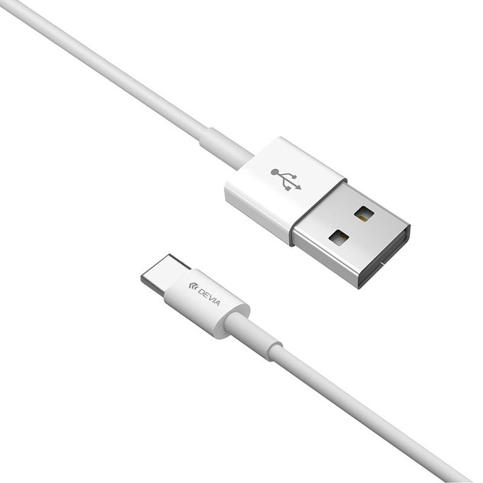 USB / USB-C Kabel Smart, 2.1A, 1m, Weiß, Devia