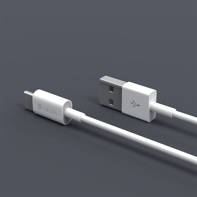 USB / USB-C Kabel Smart, 2.1A, 1m, Weiß, Devia