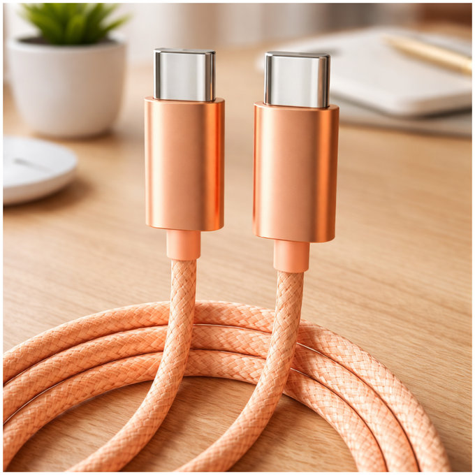 USB-C / USB-C-Kabel mit Schnellladen, PD 60W, 2 m, Orange