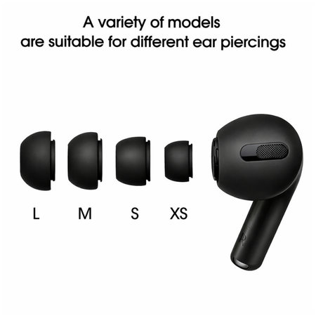 Ersatz-Silikon-Ohrstöpsel für Apple AirPods Pro und Pro 2, Set (L, M, S, XS), Schwarz