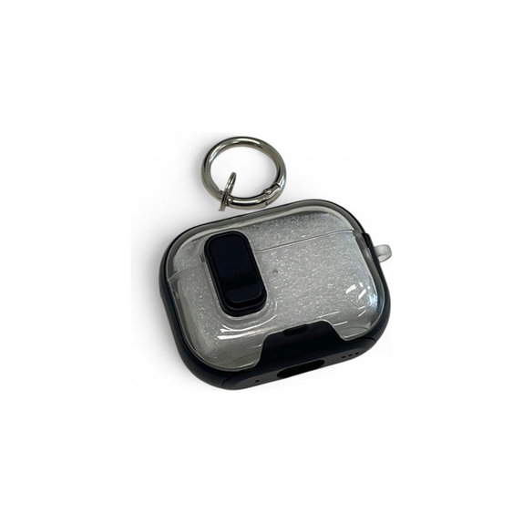 Silikonhülle mit Handy-Ständer und Karabiner für AirPods Pro 2, Schwarz