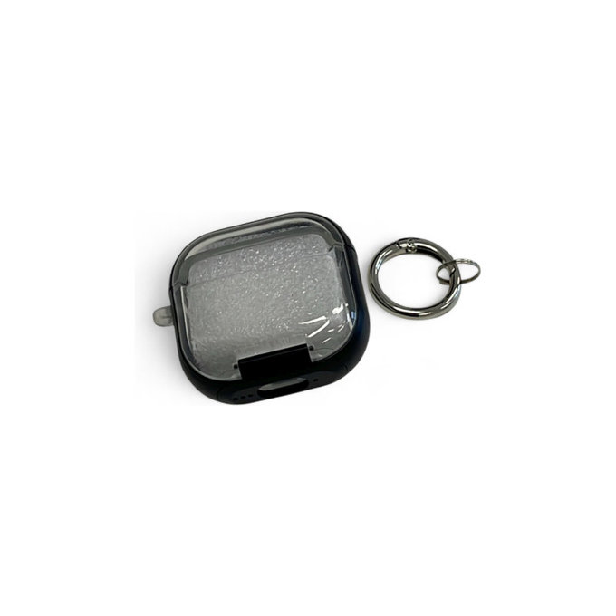 Silikonhülle mit Handy-Ständer und Karabiner für AirPods 4, Schwarz