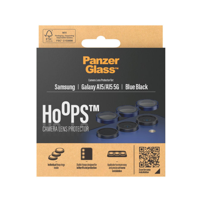 Kameralinsenschutz Hoops für Samsung A15/A15 5G, Blau/Schwarz, PanzerGlass